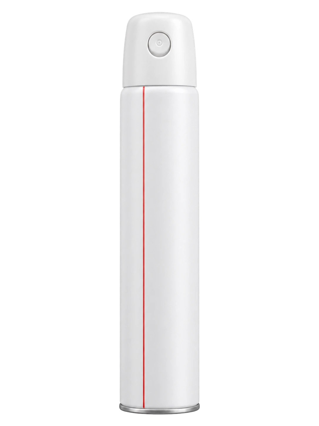 Generated packaging-format reference of a white mist spray can. Not a photograph and not confirmed stock.